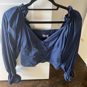 Navy Anthropology Smocked Blouse